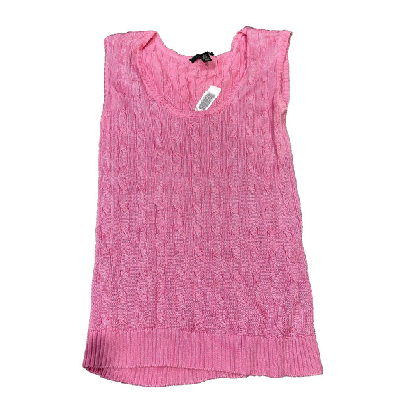 Lauren Ralph Lauren Sweaters - Ralph Lauren Women's Scoop Neck Sleeveless Cable Knit Pink Sweater Vest‎ Size L